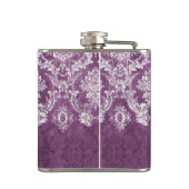 Flasques Modèle de Damas de fond de prune pourpre avec nom (Dos)