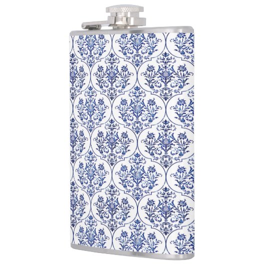 Flasques Modèle de damas fleuri - bleu (Gauche)