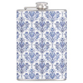 Flasques Modèle de damas fleuri - bleu (Devant)