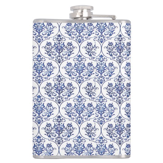 Flasques Modèle de damas fleuri - bleu (Dos)