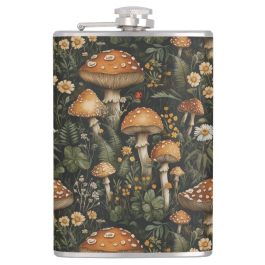 Flasques Modèle sans couture de jardin de champignons vinta (Devant)