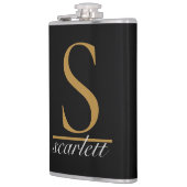 Flasques Modern Black Gold Stylish Monogram Girly Script (Gauche)