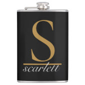 Flasques Modern Black Gold Stylish Monogram Girly Script (Devant)