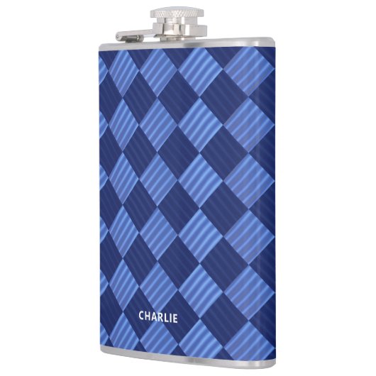 Flasques Modern Checkered Geometric Design With Name (Gauche)