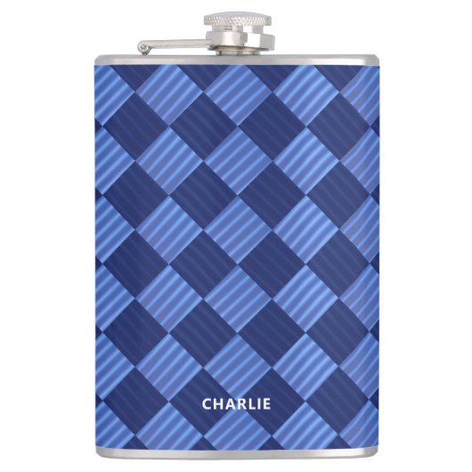 Flasques Modern Checkered Geometric Design With Name (Devant)