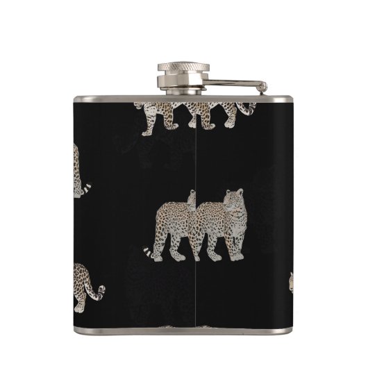 Flasques Modern Jungle Leopard Animals Black Pattern (Dos)