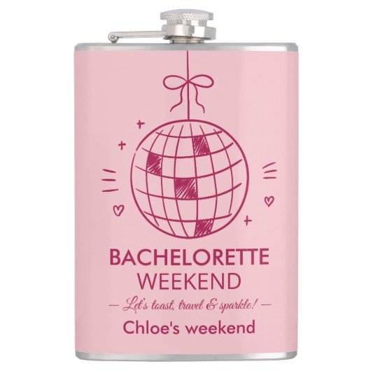 Flasques Modern Minimalist Bachelorette Weekend | Pink  (Devant)