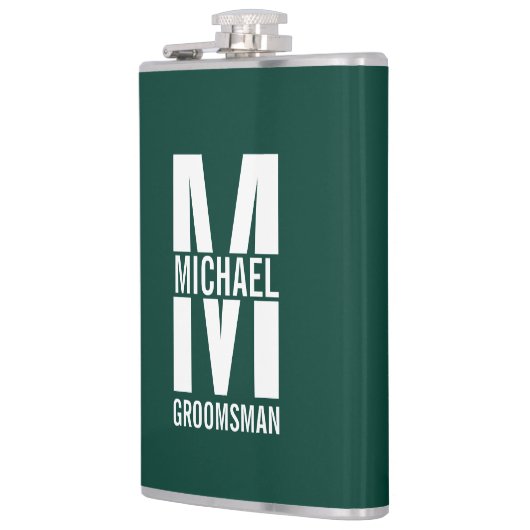 Flasques Modern Personalized Groomsmen Monogram and Name (Gauche)