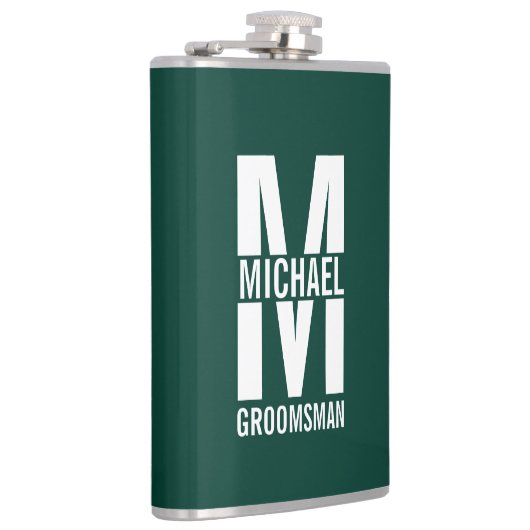 Flasques Modern Personalized Groomsmen Monogram and Name (Droite)