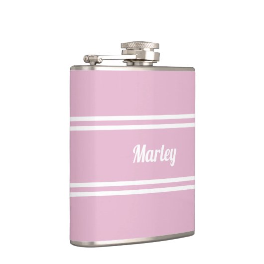 Flasques Modern Pink & White Personalized Name Golf Gift (Droite)