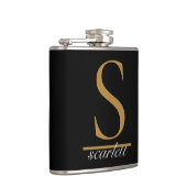 Flasques Moderne Black Gold Stylish Monogramme Girly Script (Droite)