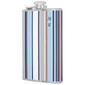 Flasques Moderne Bleu Blanc Gris Rouge Gris Monogramme (Gauche)