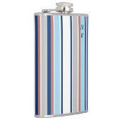 Flasques Moderne Bleu Blanc Gris Rouge Gris Monogramme (Droite)