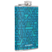 Flasques Moderne bleu et vert sarcelle géométrique avec nom (Droite)