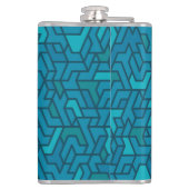 Flasques Moderne bleu et vert sarcelle géométrique avec nom (Dos)
