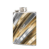 Flasques Moderne, cool, chic, motif rayé argent et or (Gauche)