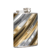 Flasques Moderne, cool, chic, motif rayé argent et or (Droite)