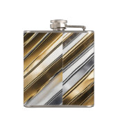 Flasques Moderne, cool, chic, motif rayé argent et or (Dos)