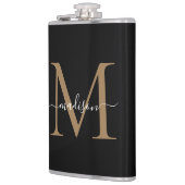 Flasques Moderne écriture girly monogramme or noir chic (Gauche)