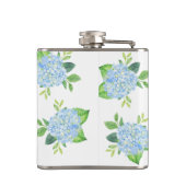 Flasques Moderne Floral bleu Hydrangée Aquarelle Monogramme (Dos)