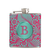 Flasques Moderne Floral Damask Monogrammé (Devant)