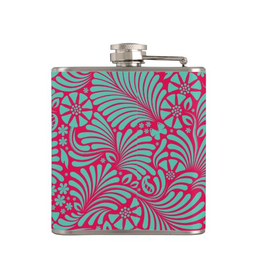 Flasques Moderne Floral Damask Monogrammé (Dos)