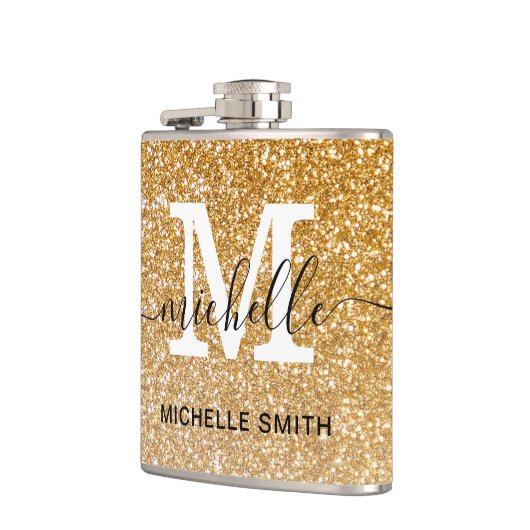 Flasques Moderne Girly brillant or Parties scintillant Nom (Gauche)