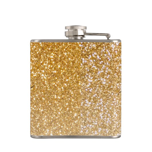 Flasques Moderne Girly brillant or Parties scintillant Nom  (Dos)