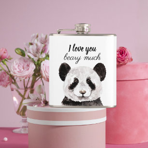 Flasques Moderne Je T'Aime Beary Beaucoup Panda Noir Et Bla