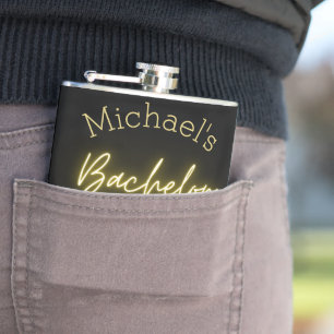 Flasques Moderne minimaliste Black and Gold Bachelor Party