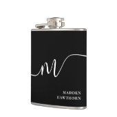 Flasques Moderne Monogramme Script Calligraphie noir blanc (Gauche)