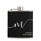 Flasques Moderne Monogramme Script Calligraphie noir blanc (Devant)