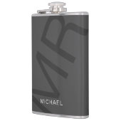 Flasques Moderne Personnalisé Gris Monogramme (Gauche)