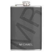 Flasques Moderne Personnalisé Gris Monogramme (Devant)