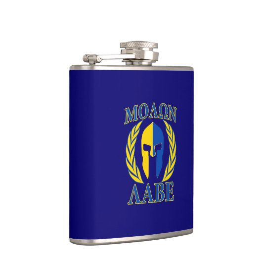 Flasques Molon Labe Casque spartiate Laurels Bleu (Droite)