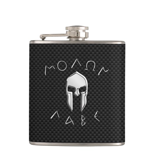 Flasques Molon Labe Chrome Spartan Casque sur fibre de carb (Devant)