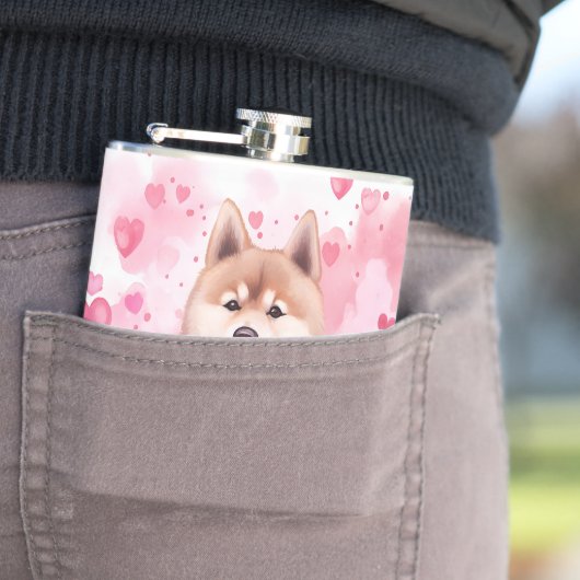 Flasques Mon Chien Akita Est Mon Nom Personnalisé Valentin (En situation)