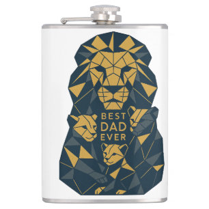 Flasques Mon père Lion géométrique avec Cubs Meilleur papa