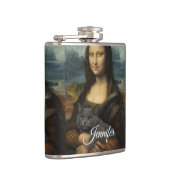 Flasques Mona Lisa tenant un chat gris élégant (Droite)