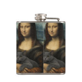 Flasques Mona Lisa tenant un chat gris élégant (Dos)