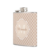 Flasques Monoggramme de Quatrefoil Preppy Tan avec nom (Gauche)