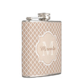 Flasques Monoggramme de Quatrefoil Preppy Tan avec nom (Droite)