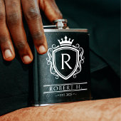 Flasques Monogram Decorative Shield Crown Black