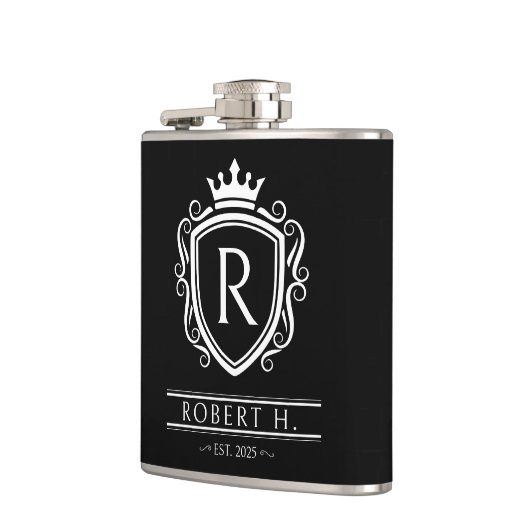 Flasques Monogram Decorative Shield Crown Black (Gauche)