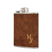 Flasques Monogram Faux Brown Leather Flask (Gauche)