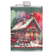 Flasques Monogram Festive Vintage Noël sur le vert | (Devant)