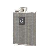 Flasques Monogram Grey Tweed Groomsman Bestman Mariage Cade (Gauche)