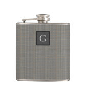 Flasques Monogram Grey Tweed Groomsman Bestman Mariage Cade (Devant)