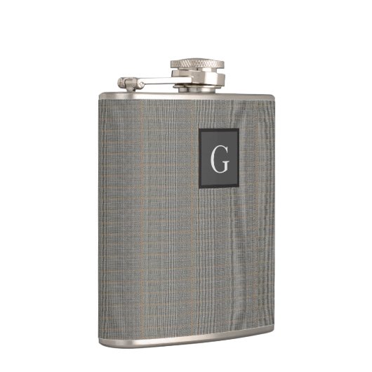 Flasques Monogram Grey Tweed Groomsman Bestman Mariage Cade (Droite)