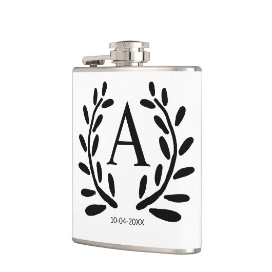 FLASQUES MONOGRAM GROOMSMAN AJOUTER ANNÉE DATE NOM DONS (Gauche)